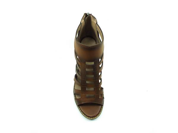 Fermuarlı Gladyatör Bayan Sandalet - Taba - 266 - 3