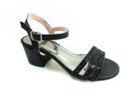 Caprito Tek Bantlı Taşlı Kadın Sandalat - Siyah-Sıvama - 3805 - 1