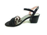 Caprito Tek Bantlı Taşlı Kadın Sandalat - Siyah-Sıvama - 3805 - 2