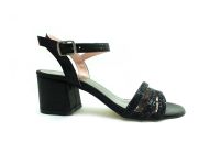 Caprito Tek Bantlı Taşlı Kadın Sandalat - Siyah-Sıvama - 3805 - 3