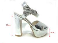 Çarıkçım 12 cm Topuklu Platformlu Ayakkabı Gümüş-Ayna 114 85 - 6