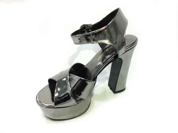 Çarıkçım 12 cm Topuklu Platformlu Ayakkabı Platin-Ayna 114 85 - 3