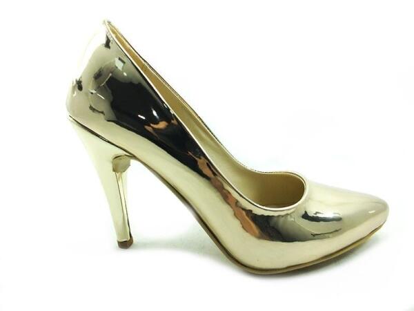Çarıkçım Stiletto Kadın Ayakkabı Altın-Ayna 61 700 - 1