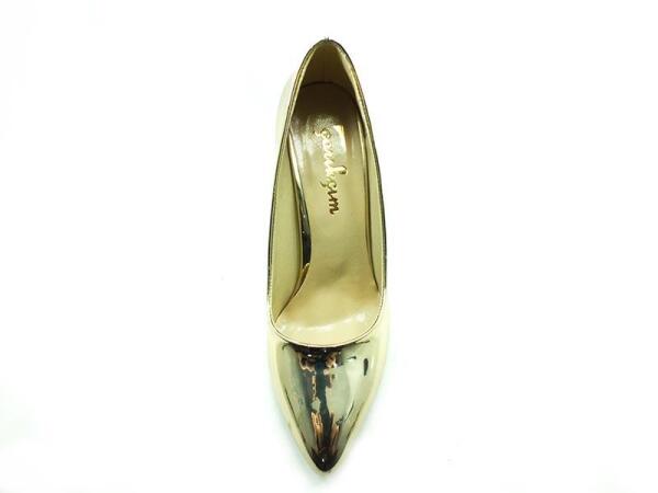 Çarıkçım Stiletto Kadın Ayakkabı Altın-Ayna 61 700 - 3