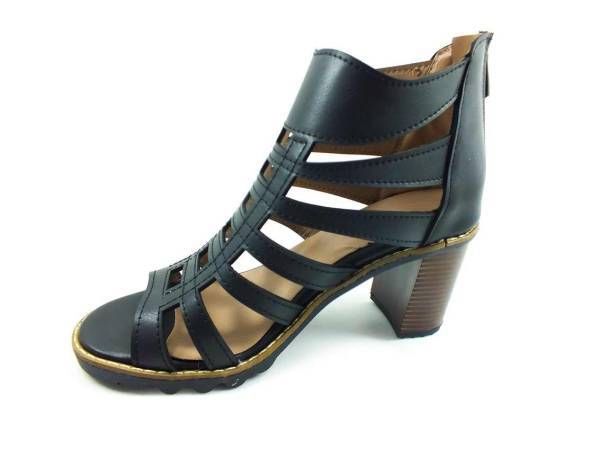 Fermuarlı Gladyatör Bayan Sandalet - Siyah - 266 - 2