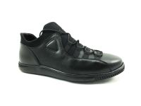 Hakiki Deri  Streç Erkek Sneaker Ayakkabı - Siyah - 4459 - 1