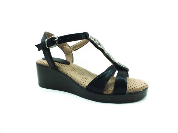 Hakiki Deri Tokalı Kadın Sandalet - Siyah - 561 - 1