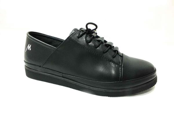 Marine Shoes Hakiki Deri Günlük Kadın Ayakkabı Siyah-Siyah 86 K196 - 1