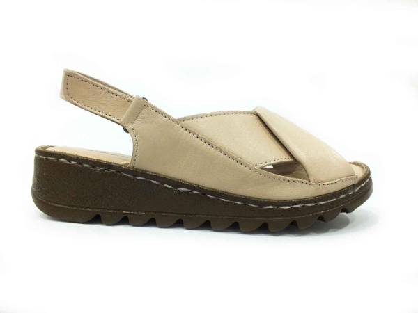 Marine Shoes Hakiki Deri Kadın Sandalet Bej 86 018 - 1