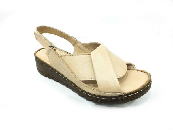 Marine Shoes Hakiki Deri Kadın Sandalet Bej 86 018 - 2