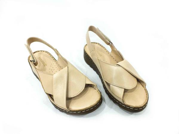 Marine Shoes Hakiki Deri Kadın Sandalet Bej 86 018 - 4