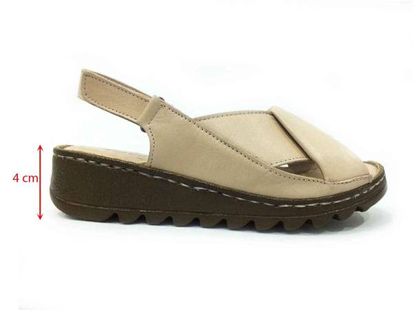Marine Shoes Hakiki Deri Kadın Sandalet Bej 86 018 - 5
