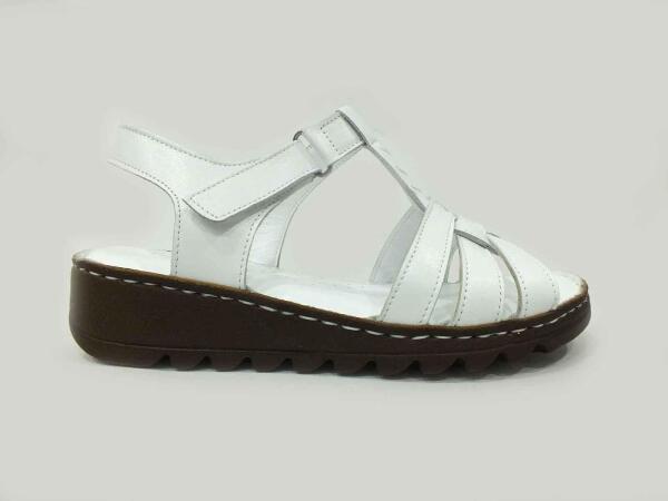 Marine Shoes Hakiki Deri Kadın Sandalet Beyaz 86 017 - 1