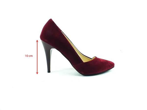 Çarıkçım Topuklu Bayan Ayakkabı - Bordo-Süet - 701 - 5